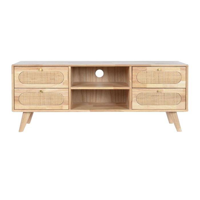 DKD Home Decor Mueble TV Scandi Natural 120 x 48 x 30 cm Rubberwood y Ratán 5
