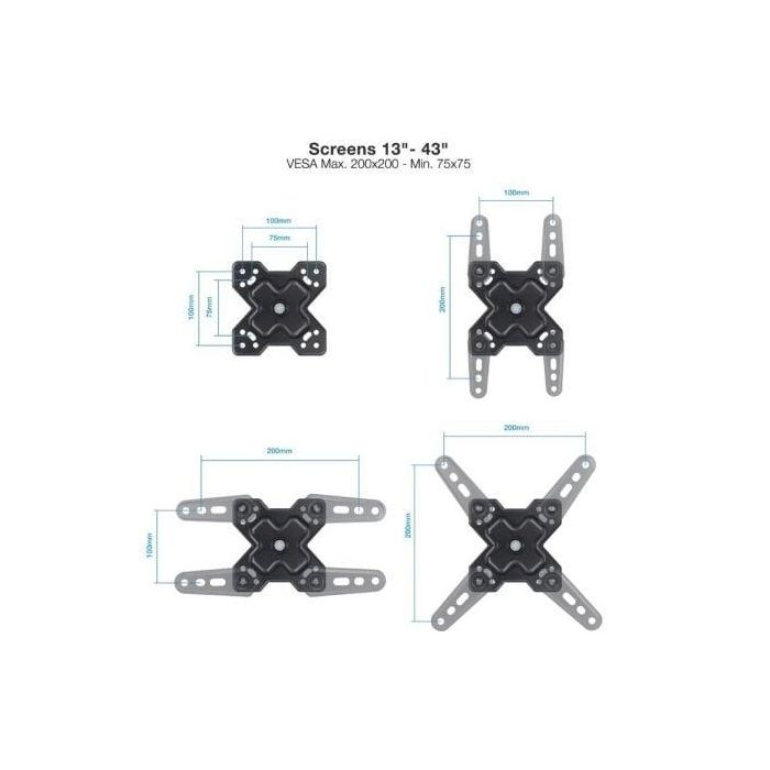 Soporte de Pared Extensible/ Giratorio/ Inclinable TooQ LP1345TN-B para TV de 13-43"/ hasta 20kg 1 Soporte de Pared Extensible/ Giratorio/ Inclinable TooQ LP1345TN-B para TV de 13-43"/ hasta 20kg 1