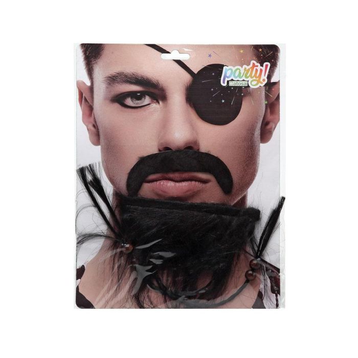 Barba Negra Larga Con Trenzado Para Disfraz De Pirata - Accesorio Temático Negro para Adultos 1 Barba Negra Larga Con Trenzado Para Disfraz De Pirata - Accesorio Temático Negro para Adultos 1