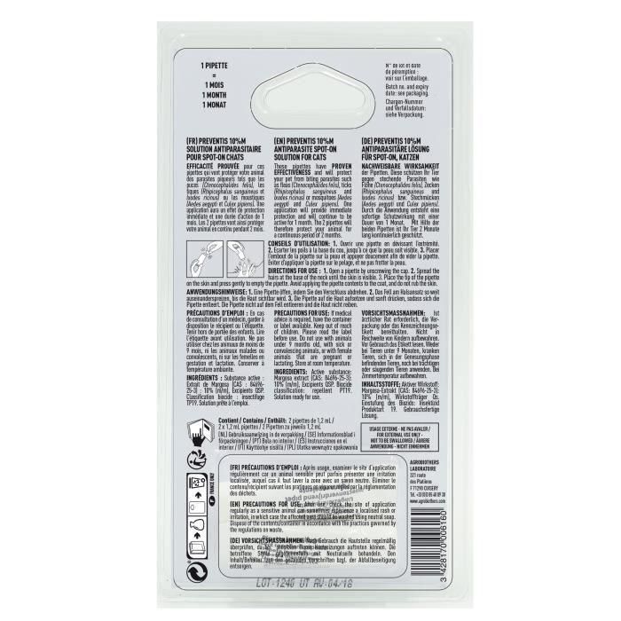 VETOCANIS 2 pipetas antipulgas y anti-garrapatas - Para Cat - 2x 1 mes de protección 1 VETOCANIS 2 pipetas antipulgas y anti-garrapatas - Para Cat - 2x 1 mes de protección 1
