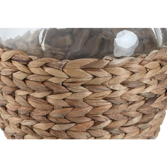 DKD Home Decor Jarrón Básico Natural 19 x 30.5 x 19 cm (4 Unidades) Cristal y Fibra 1