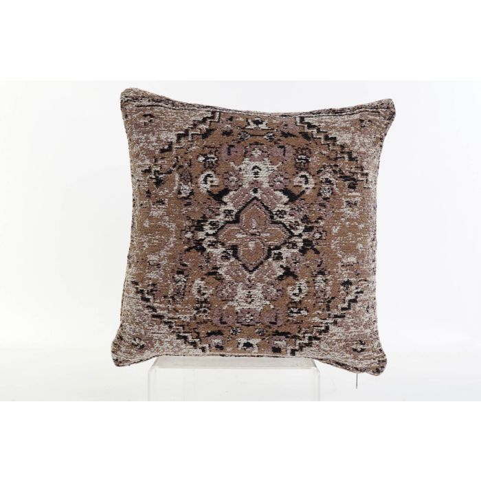 DKD Home Decor Cojín Decorativo para Sofá Árabe Colección Bidjar Marrón Blanco 45x45x12 cm | 70% Algodón 30% Poliéster con Cremallera