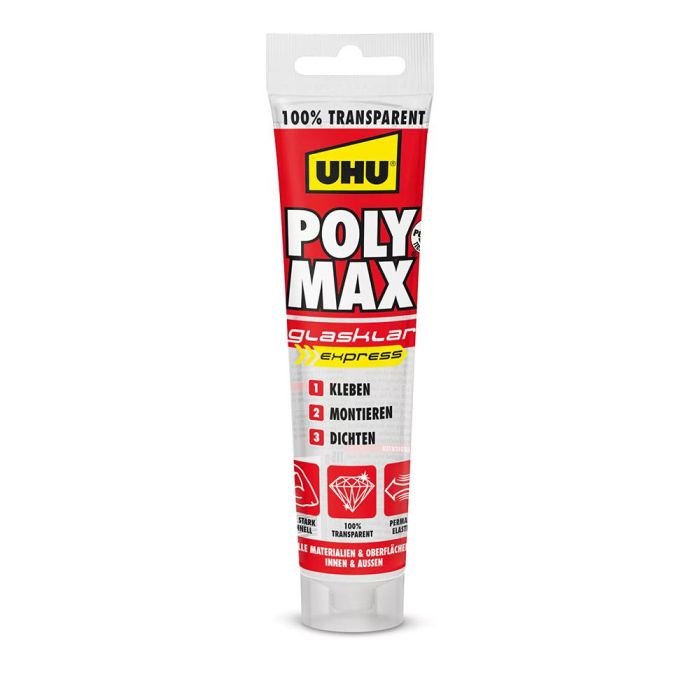 Uhu Poly Max® Cristal Express 115g Adhesivo y Sellador de Montaje Universal Transparente, Ref. 6310615 0 Uhu Poly Max® Cristal Express 115g Adhesivo y Sellador de Montaje Universal Transparente, Ref. 6310615 0