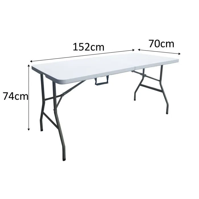 Mesa Plegable 150 cm 6 Personas Aucune Acero con Recubrimiento en Polvo para Interior y Exterior 2