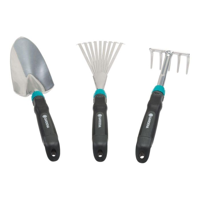 Kit de herramientas de jardinería Gardena Azul/Negro Acero (3 Unidades) Kit de herramientas de jardinería Gardena Azul/Negro Acero (3 Unidades)