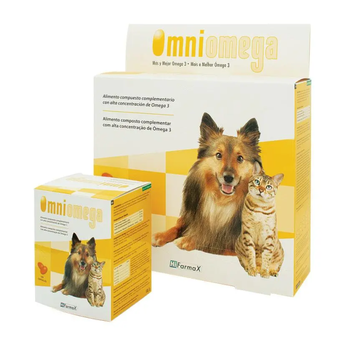 Omniomega 540 Cápsulas para Perros y Gatos - Ácidos Grasos Omega3 EPA y DHA, Vitamina E - Mejora Piel, Pelo y Salud Articular Omniomega 540 Cápsulas para Perros y Gatos - Ácidos Grasos Omega3 EPA y DHA, Vitamina E - Mejora Piel, Pelo y Salud Articular