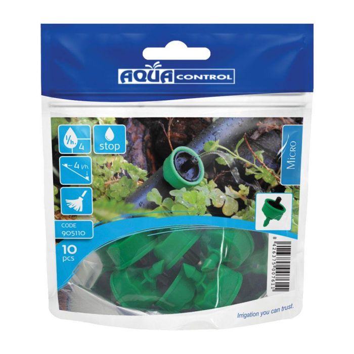 Aqua Control Goteros Stopper 4 l/h 10 uds Autocompensado Autolimpiable Antidrenante Polipropileno