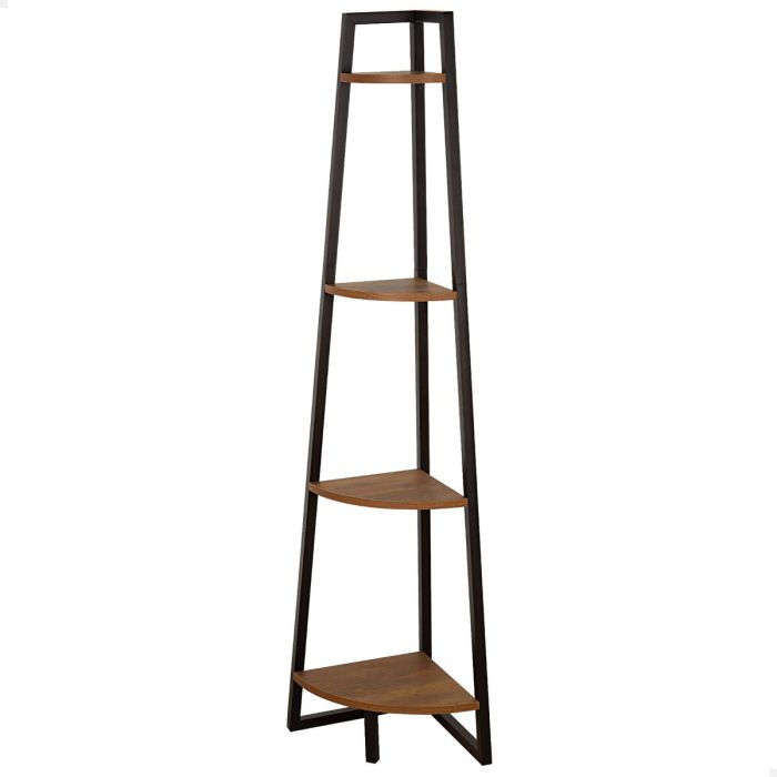 Estantería Max Home Negro Hierro Madera MDF 4 Estantes 30 x 135 x 30 cm
