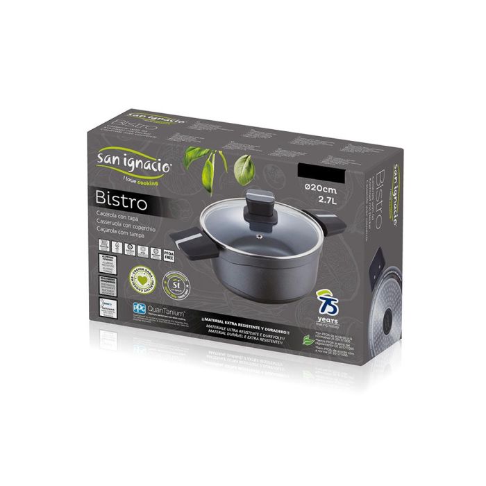 San Ignacio Cacerola Bistro Grey Aluminio Fundido Ø20x10 cm, Apta Inducción, Vitrocerámica y Gas, SG-6425 1 San Ignacio Cacerola Bistro Grey Aluminio Fundido Ø20x10 cm, Apta Inducción, Vitrocerámica y Gas, SG-6425 1