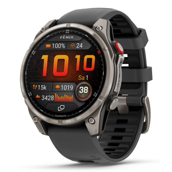 Garmin fenix 8 Pro 1.4" AMOLED GPS Wifi, Reloj Inteligente 47mm de Grafito y Titanio con Correa de Silicona Negra