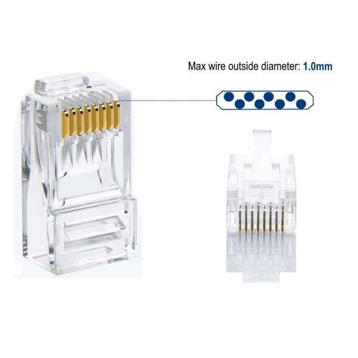 Ewent IM1205 Conector RJ45 Cat.6 U/UTP para Cable Redondo (100 Unidades) 2