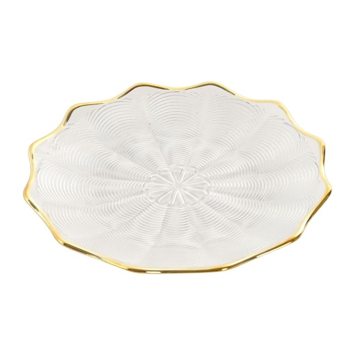 Plato Glam DKD Home Decor Transparente Dorado 17.6 x 2 x 17.6 cm (6 Unidades) 1