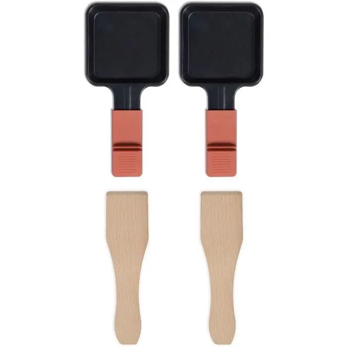 Livoo Raclette conectable DOC310R para 2 personas - 450W - Termostato automático - 2 espátulas de madera y 2 ollas para fondue 4