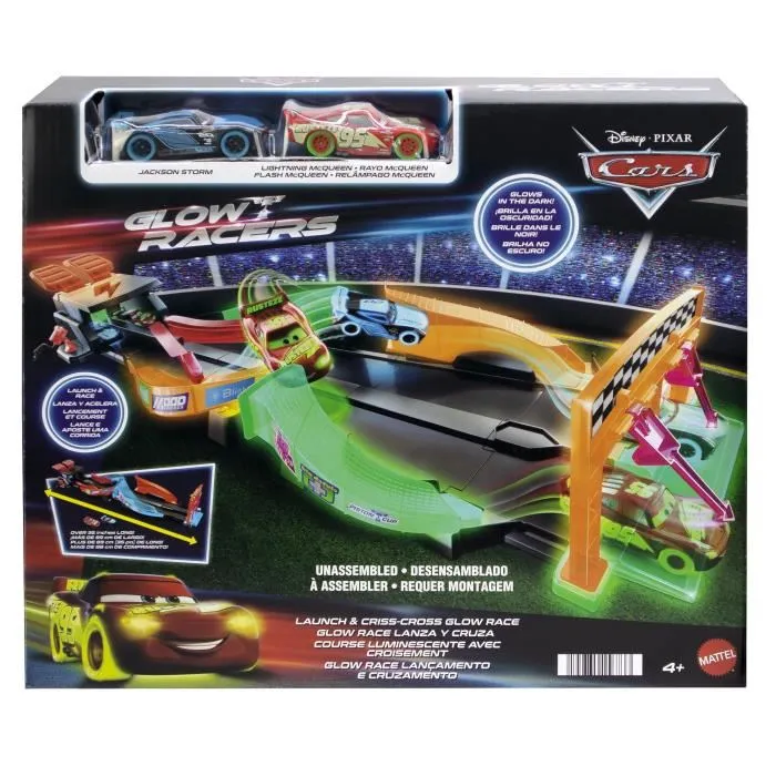 Mattel HPD80 Circuit Glow Racers Juguete de Carreras que Brilla en la Oscuridad para Niños a partir de 4 Años 1
