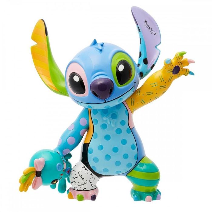 Enesco Figura Disney Stitch y Scrump por Romero Britto, Coleccion Pop Art de Resina Pintada a Mano, Licencia Oficial