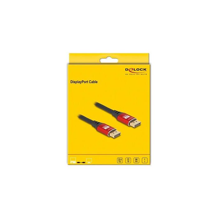 DeLOCK Cable DisplayPort 1.4 8K 60 Hz 1 m Rojo Metall, 7680 x 4320, HBR3, Blindaje Magnético, Conectores Chapados en Oro 2