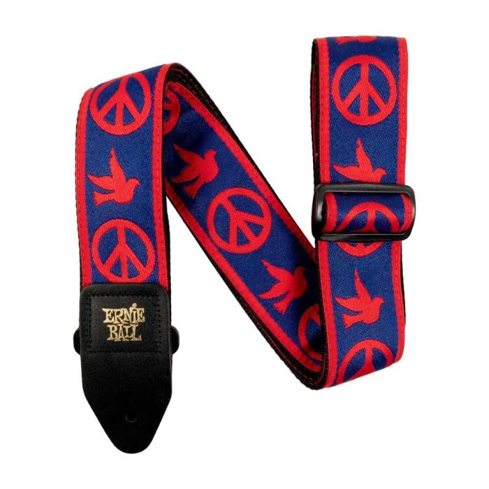 Correa Guit/ Bajo Jacquard - Red & Blue Peace Love Dove 1 Correa Guit/ Bajo Jacquard - Red & Blue Peace Love Dove 1