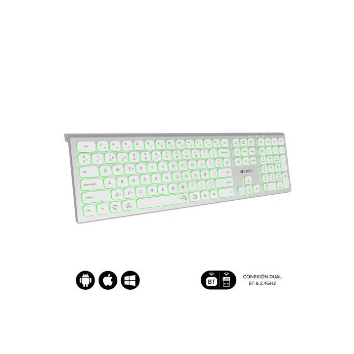 Subblim SUBKB-3MIE300 Teclado Inalámbrico Master Plata y Blanco Dual Bluetooth 5.2 y 2.4G Retroiluminado Multidispositivo 3 Numérico Español Recargable USB-C 1 Subblim SUBKB-3MIE300 Teclado Inalámbrico Master Plata y Blanco Dual Bluetooth 5.2 y 2.4G Retroiluminado Multidispositivo 3 Numérico Español Recargable USB-C 1