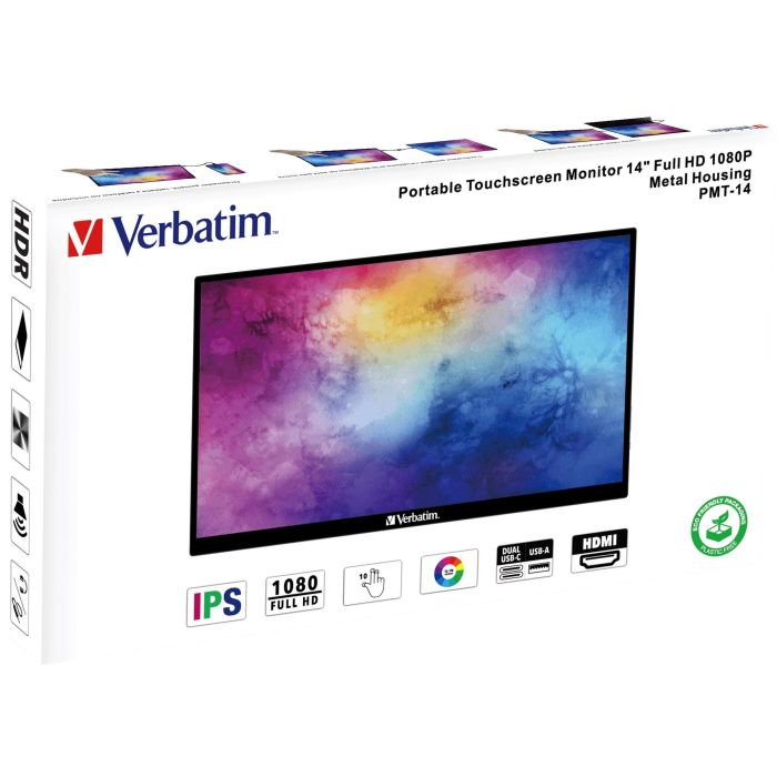 Verbatim Monitor Portátil Táctil 14" Full HD 1920x1080, 10 Puntos Táctiles, USB C, IPS, HDR 5