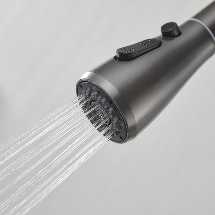 Grifo Monomando Fontastock Gris Acero Inoxidable Cerámico Forma de C 4