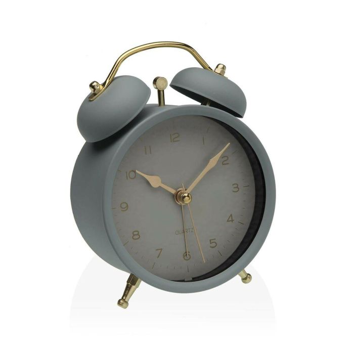 Reloj-Despertador Versa Gris Metal 5,4 x 13,5 x 9,7 cm Reloj-Despertador Versa Gris Metal 5,4 x 13,5 x 9,7 cm