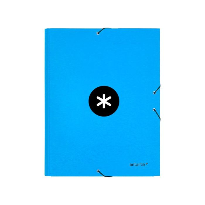 Carpeta Antartik Gomas A4 3 Solapas Carton Forrado Color Azul 4