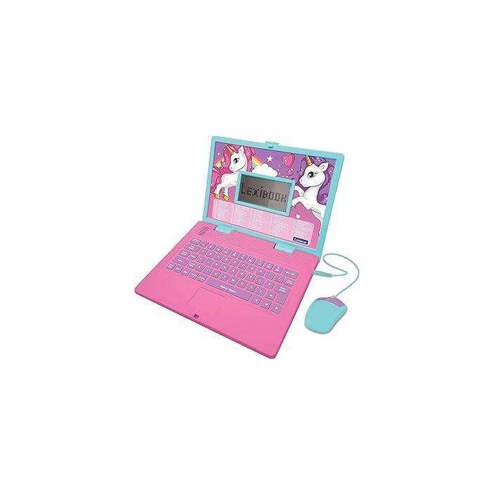 Lexibook Ordenador portátil Bilingüe Unicornio con 124 Actividades Inglés y Español para Niños +3 Años