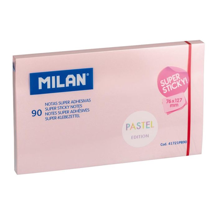 Bloc 90 notas super adhesivas rosa pastel 76x127mm milan Bloc 90 notas super adhesivas rosa pastel 76x127mm milan