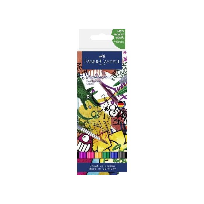 Rotuladores Acuarelables Faber-Castell Goldfaber Aqua Dual Markers Estuche De 6 Graffiti