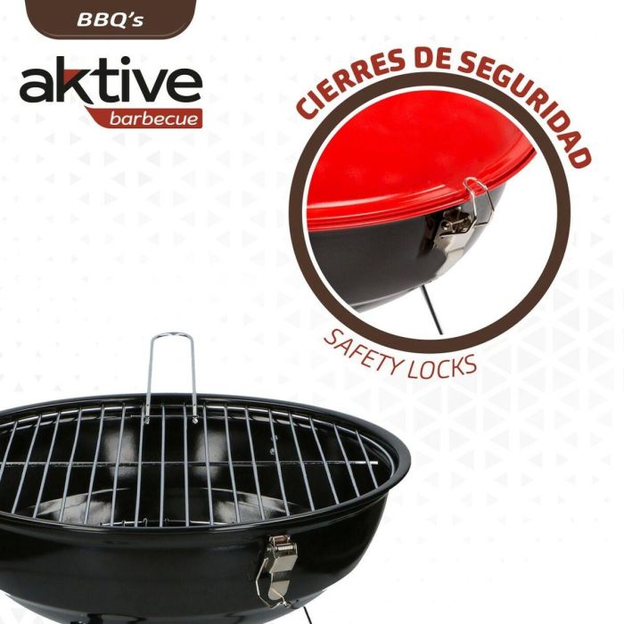 Barbacoa Portátil Aktive Metal esmaltado Ø 36 cm 36 x 44 x 36 cm (4 Unidades) Rojo 4