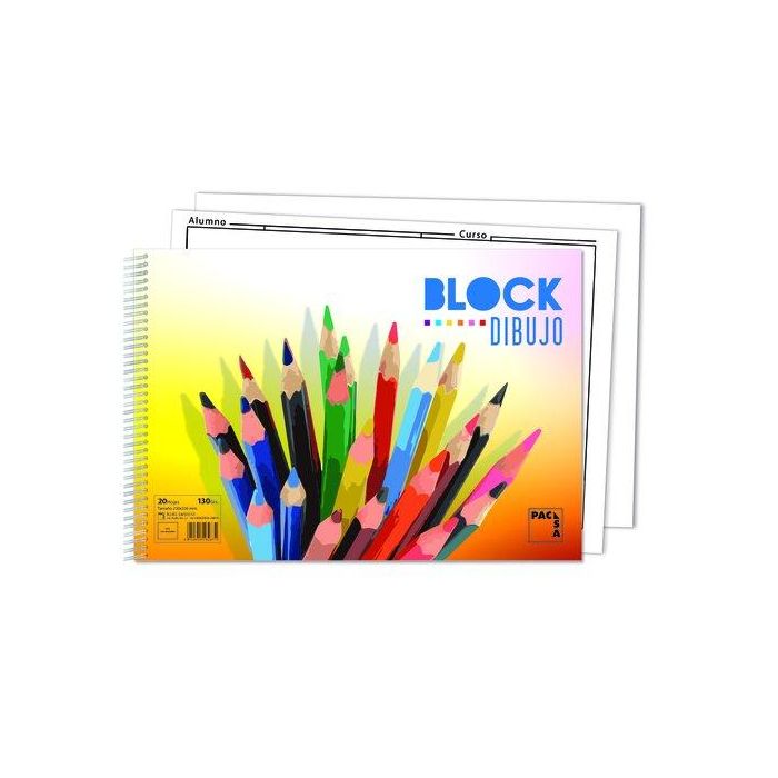 Bloc De Dibujo Pacsa Colours Con Espiral Liso 230X330 Mm 130G 20H (Set de 10)