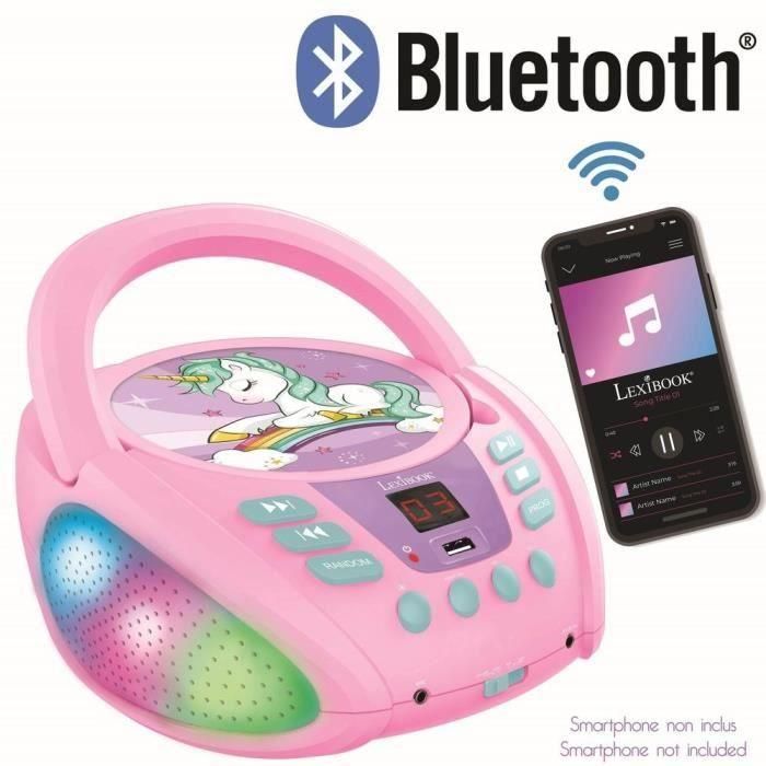 Reproductor de CD portátil Bluetooth Unicorn con efectos de luz y USB 2 Reproductor de CD portátil Bluetooth Unicorn con efectos de luz y USB 2