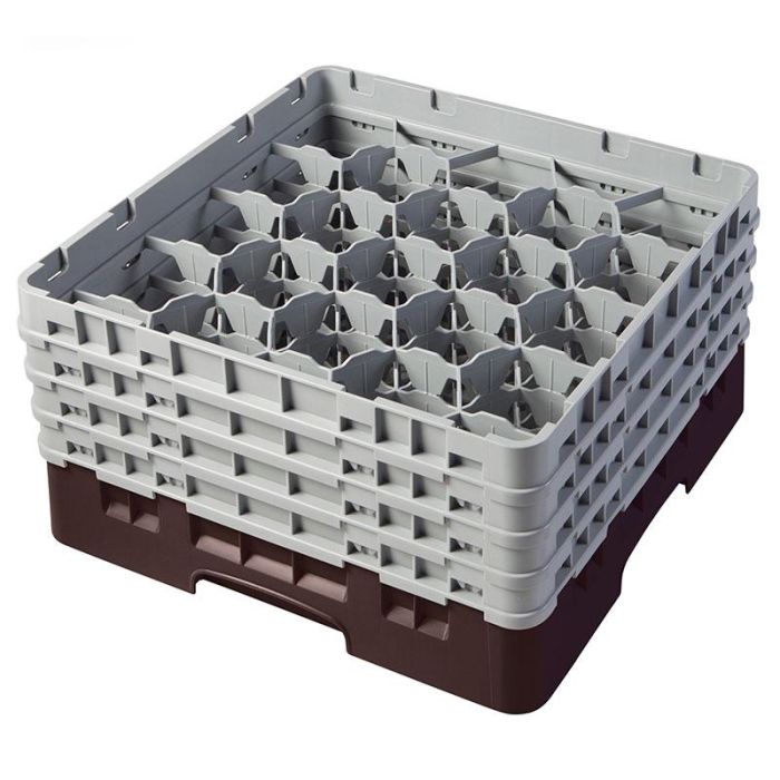 CAMBRO - 20S800-167 - Cesta de lavado 20 comp. 4 alturas - 9,84 cm Ø máx. - alt. máx. 21,7 cm - 50 x 50 x 26,7 cm - Castaño
