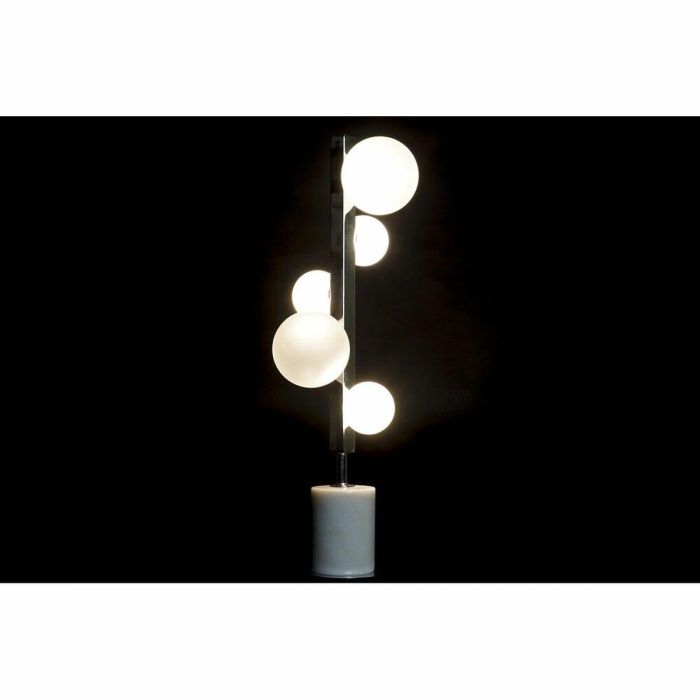 DKD Home Decor Lámpara Sobremesa Moderna con 5 Bolas, Mármol y Cristal, Blanco Plateado, 68 cm Alto, 5 Bombillas G4 3 DKD Home Decor Lámpara Sobremesa Moderna con 5 Bolas, Mármol y Cristal, Blanco Plateado, 68 cm Alto, 5 Bombillas G4 3