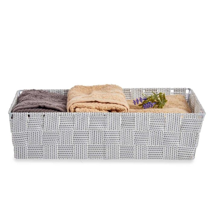 Kipit Cesta Tela Rectangular Blanca 34 x 21 x 8.5 cm sin Asas Poliester 3.8 l (Set de 18) 4