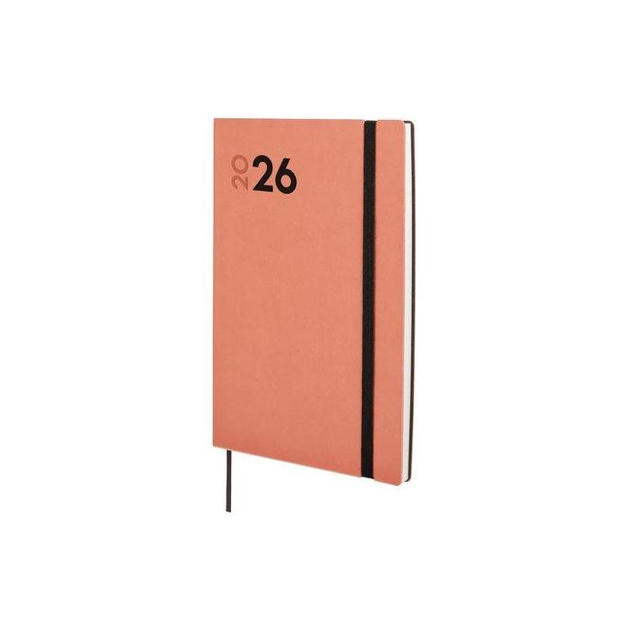 Agenda Anual (2026) Catalan Finocam Dynamic Mara Cosida Tapa Flexible Con Goma Y10 140X204 S/V Coral
