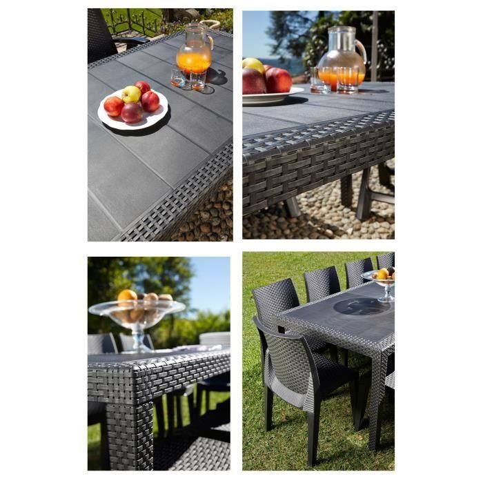 Mesa de comedor exterior Queen efecto ratán - Antracita - 220 x 90 x 72 cm 1 Mesa de comedor exterior Queen efecto ratán - Antracita - 220 x 90 x 72 cm 1