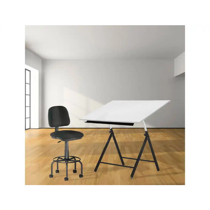 Rocada Taburete con Respaldo Regulable Ignífugo Negro Tela 725mm 5