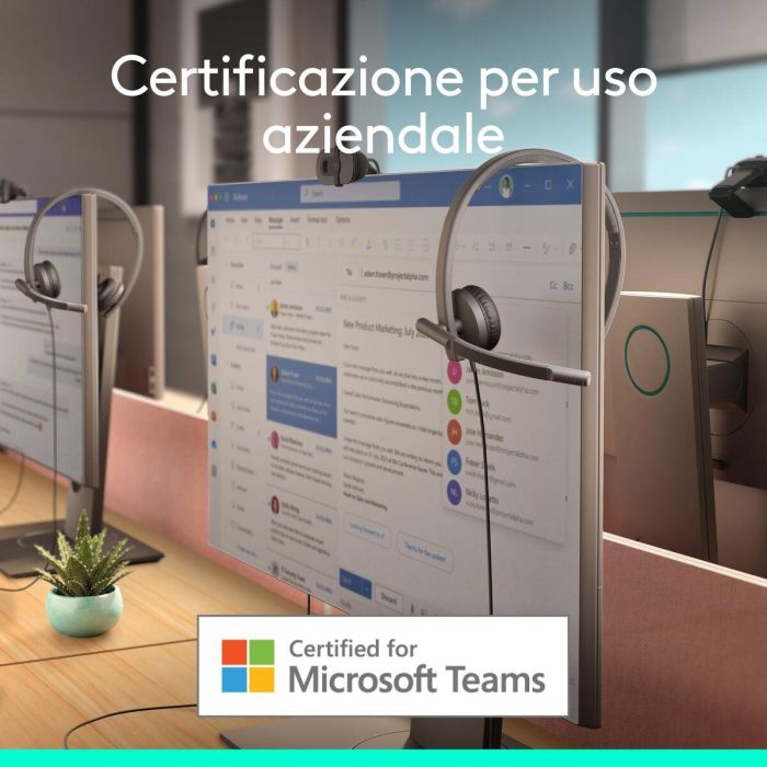 Logitech H570e Auriculares USB-A Alámbrico para Oficina y Centro de Llamadas Diadema Binaural Negro 9