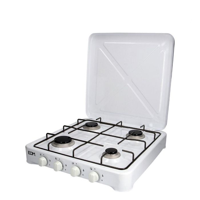 Edm Cocina de Gas Esmaltada 4 Fuegos Blanca para Gas Butano Exterior 57 x 52 x 7,5 cm 0 Edm Cocina de Gas Esmaltada 4 Fuegos Blanca para Gas Butano Exterior 57 x 52 x 7,5 cm 0