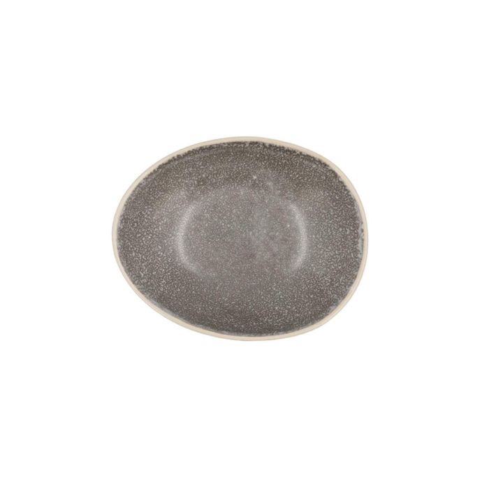 Bidasoa Gio Bol Oval Cerámico Gris 15x12,5x4 cm, 6 Unidades, Relieves Orgánicos y Filo de Color, Apto Lavavajillas y Microondas 1