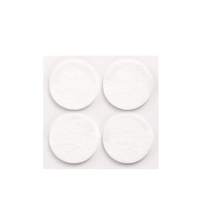 Inofix Plasfix - Pack 4 fieltros blancos sintéticos adhesivos Ø38mm, lana acrílica, protección suelo y silencio