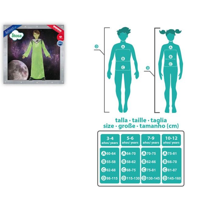 Disfraz Alien Verde Niño Infantil Túnica 3-4 Años 1 Disfraz Alien Verde Niño Infantil Túnica 3-4 Años 1