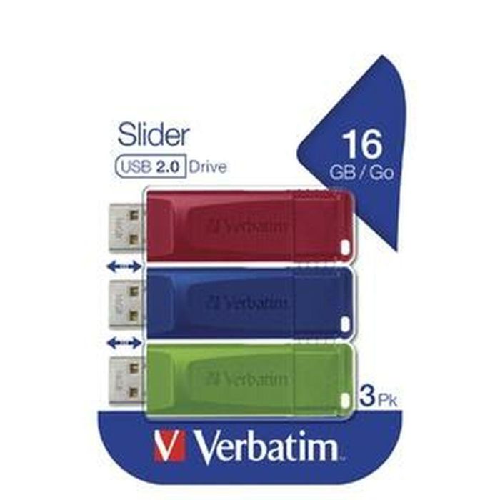 Memoria USB Verbatim SLIDER Multicolor 16 GB 3 Piezas (5 Unidades) 1