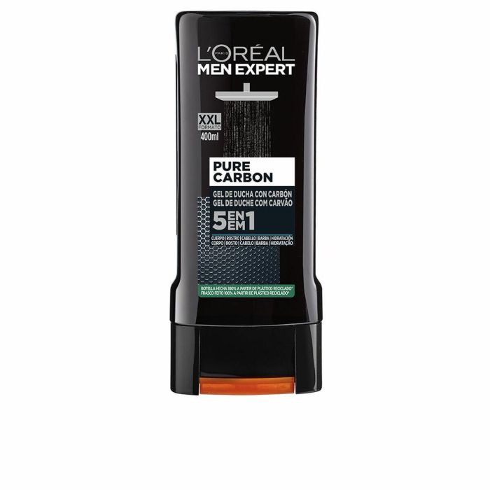 L'Oréal Paris Men Expert Pure Carbon Gel de Ducha 5 en 1 para Hombre, Limpieza y Hidratación, 400 ml