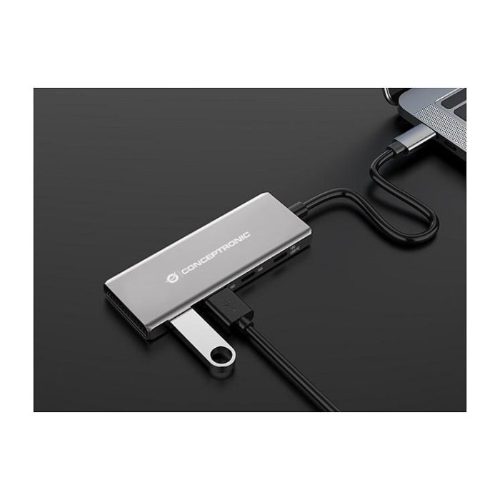 Conceptronic HUBBIES15G 4-Port USB 3.2 Gen 2 Hub, 10Gbps, USB-C x 2, USB-C a W Usb PD/Aluminum