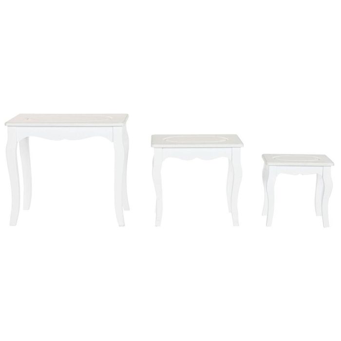 Mesita Auxiliar Romantico DKD Home Decor Gris Claro Blanco 35 x 47 x 53 cm Set de 3 1 Mesita Auxiliar Romantico DKD Home Decor Gris Claro Blanco 35 x 47 x 53 cm Set de 3 1