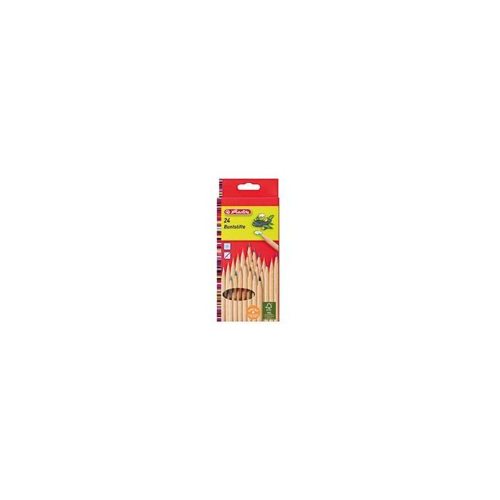 Herlitz 8660524 - Lápices de Colores de Madera FSC, Set de 24 Unidades, Estuche Colgante