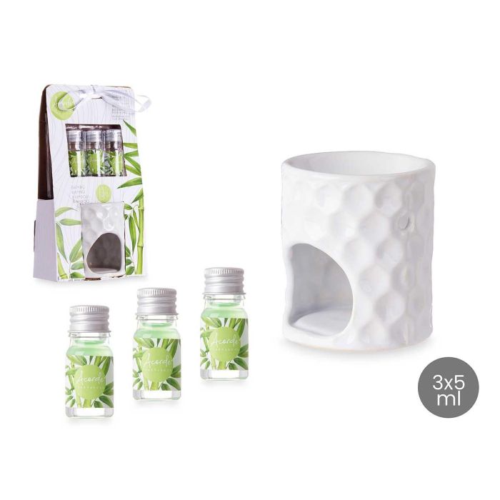 Set Quemador Aceite Esencial Bambú 3x5 ml - Acorde, Cerámica Blanca, 11x19.8x6.5 cm (12 Unidades) Set Quemador Aceite Esencial Bambú 3x5 ml - Acorde, Cerámica Blanca, 11x19.8x6.5 cm (12 Unidades)