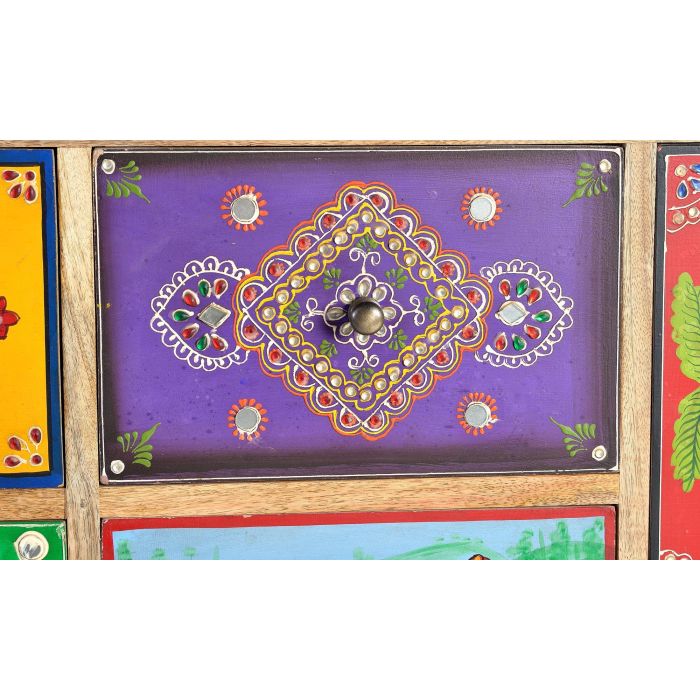 Giner y Colomer Mueble de Madera de Mango Pintado a Mano Multicolor 90x112 cm 3 Giner y Colomer Mueble de Madera de Mango Pintado a Mano Multicolor 90x112 cm 3
